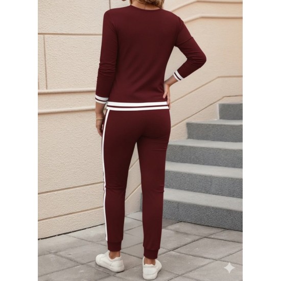 Kadın Uzun Kollu V Yakalı Ribanalı Viskon Iki Iplik Bluz Ve Pantolon Ikili Takım, 30789