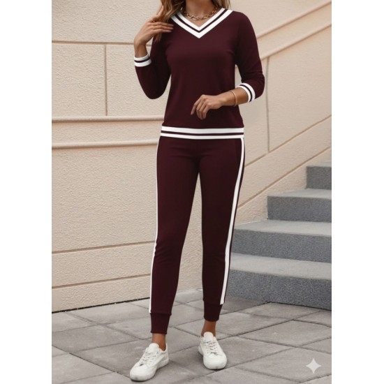 Kadın Uzun Kollu V Yakalı Ribanalı Viskon Iki Iplik Bluz Ve Pantolon Ikili Takım, 30789
