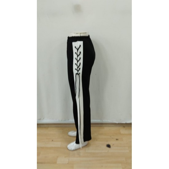 Kadın Yüksek Bel Yandan çapraz Bağcıklı Yırtmaçlı Viskon Iki Iplik Pantolon , 30786