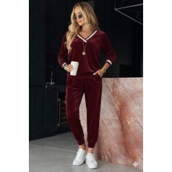Kadın Uzun Kollu V Yaka Kadife Bluz Ve Pantolon Ikili Takım , 30783