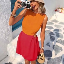 Kadın Askılı Bisiklet Yaka Yandan Açık Mini Aerobin Elbise , 30814