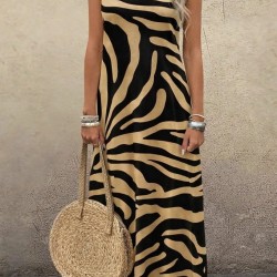 Kadın Askılı Yuvarlak Yakalı Desenli Uzun Süprem Elbise , 30822 Kadın Askılı Yuvarlak Yakalı Desenli Uzun Süprem Elbise , 30822