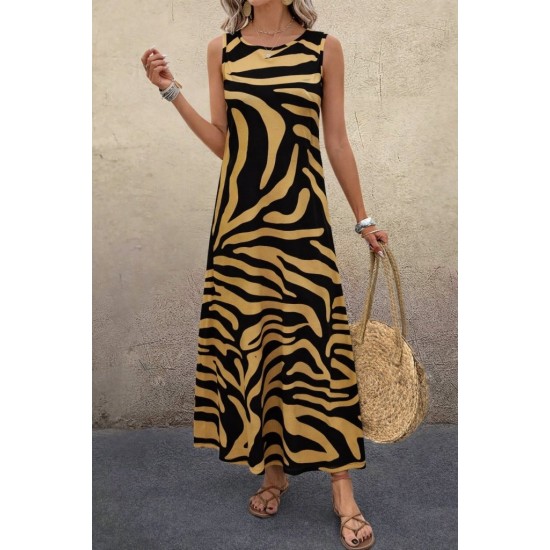 Kadın Askılı Yuvarlak Yakalı Desenli Uzun Süprem Elbise , 30822 Kadın Askılı Yuvarlak Yakalı Desenli Uzun Süprem Elbise , 30822