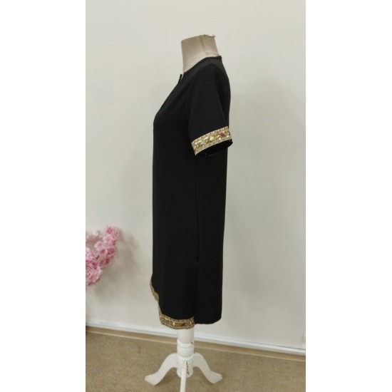 Kadın Kısa Kollu V Yakalı Mini Krep Elbise , 30833 Kadın Kısa Kollu V Yakalı Mini Krep Elbise , 30833