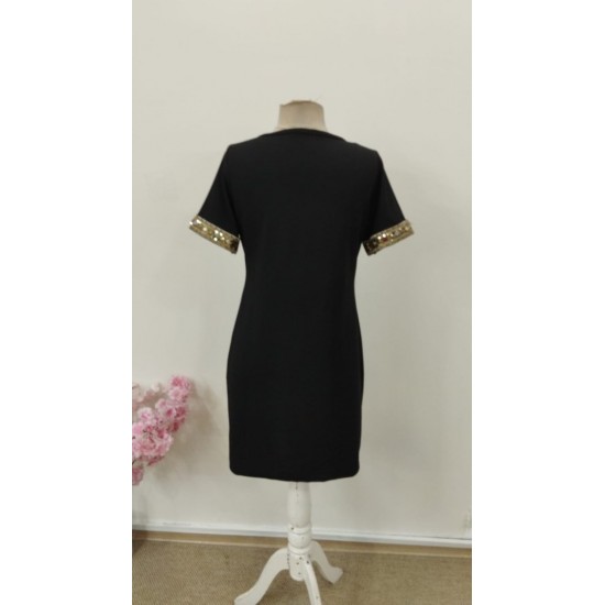 Kadın Kısa Kollu V Yakalı Mini Krep Elbise , 30833 Kadın Kısa Kollu V Yakalı Mini Krep Elbise , 30833