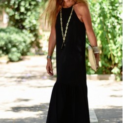 Maxi Boy Eteği Volanlı Viskon Elbise, 4232