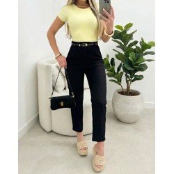 Kadın Yüksek Bel Kemersiz Ithal Krep Pantolon , 30868 Kadın Yüksek Bel Kemersiz Ithal Krep Pantolon , 30868