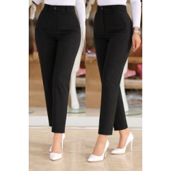 Women' S High-waisted Beltless Imported Crepe Trousers , 30868