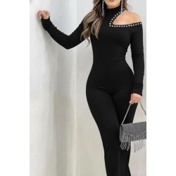 Kadın Tek Omuzdan Açık Balıkçı Yaka Taş Detaylı Uzun Ithal Krep Tulum , 30867 Kadın Tek Omuzdan Açık Balıkçı Yaka Taş Detaylı Uzun Ithal Krep Tulum , 30867