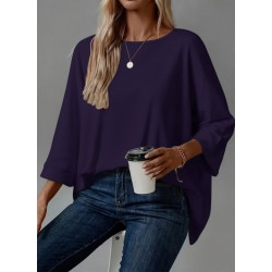 Kadın Truvakar Kollu Bisiklet Yaka Viskon Bluz , 30861