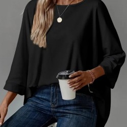 Kadın Truvakar Kollu Bisiklet Yaka Viskon Bluz , 30860