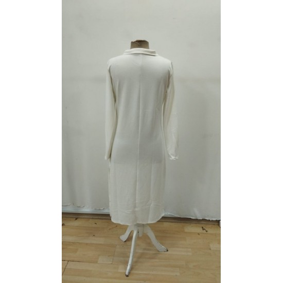 Kadın Uzun Kollu Yakalı Yandan Yırtmaçlı Midi Modal Elbise , 30859