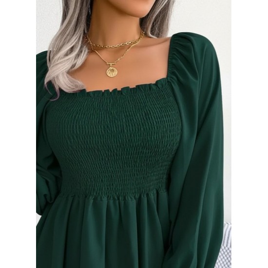 Kadın Uzun Kollu Geometrik Yakalı Gipe Detaylı Krep Bluz , 30854