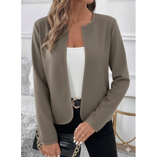 Kadın Uzun Kollu önü Açık Dalgıç Kısa Vizon Ceket, 30847