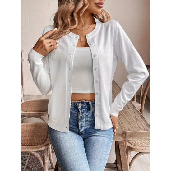 Kadın Uzun Kollu önden Düğmeli Triko Ceket , 30844