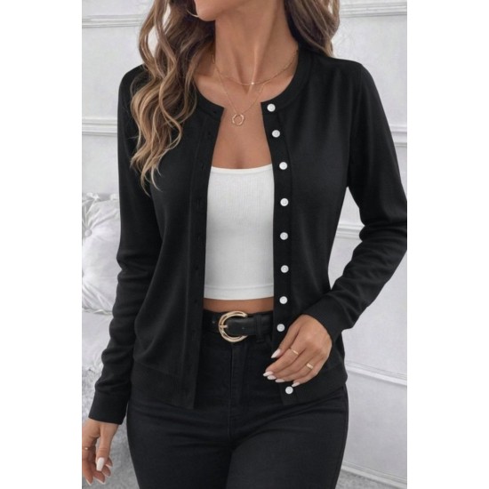 Kadın Uzun Kollu önden Düğmeli Triko Ceket , 30843 Kadın Uzun Kollu önden Düğmeli Triko Ceket , 30843