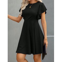 Kadın Kısa Kollu Bisiklet Yaka Mini Kiloş Janjan Krep Elbise , 30884 Kadın Kısa Kollu Bisiklet Yaka Mini Kiloş Janjan Krep Elbise , 30884