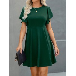 Kadın Kısa Kollu Bisiklet Yaka Mini Kiloş Janjan Krep Elbise , 30883 Kadın Kısa Kollu Bisiklet Yaka Mini Kiloş Janjan Krep Elbise , 30883