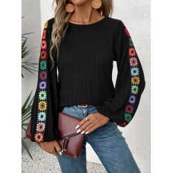 Kadın Uzun Kollu Kayık Yaka şardonlu Kaşkorse Bluz , 30317