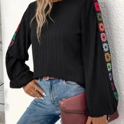 Kadın Uzun Kollu Kayık Yaka şardonlu Kaşkorse Bluz , 30317