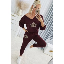 Kadın Uzun Kollu V Yakalı Desenli Viskon Iki Iplik Bluz Ve Pantolon Ikili Takım , 30889