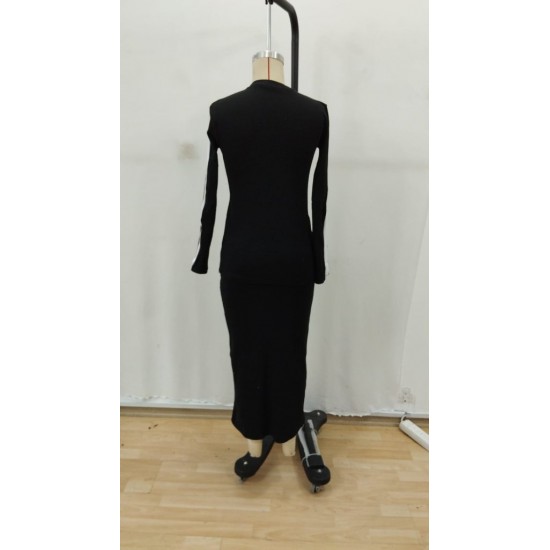 Kadın Uzun Kollu Bisiklet Yaka Kaşkorse Bluz Ve Yırtmaçlı Etek Ikili Takım , 30924