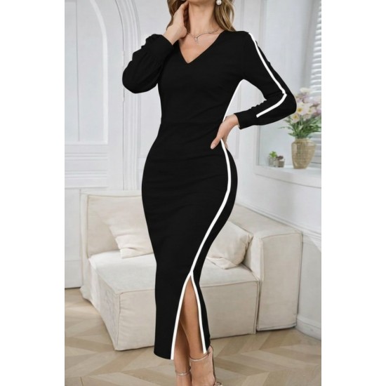 Kadın Uzun Kollu Bisiklet Yaka Kaşkorse Bluz Ve Yırtmaçlı Etek Ikili Takım , 30924