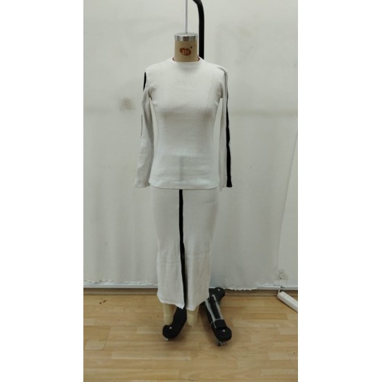 Kadın Uzun Kollu Bisiklet Yaka Kaşkorse Bluz Ve Yırtmaçlı Etek Ikili Takım , 30923