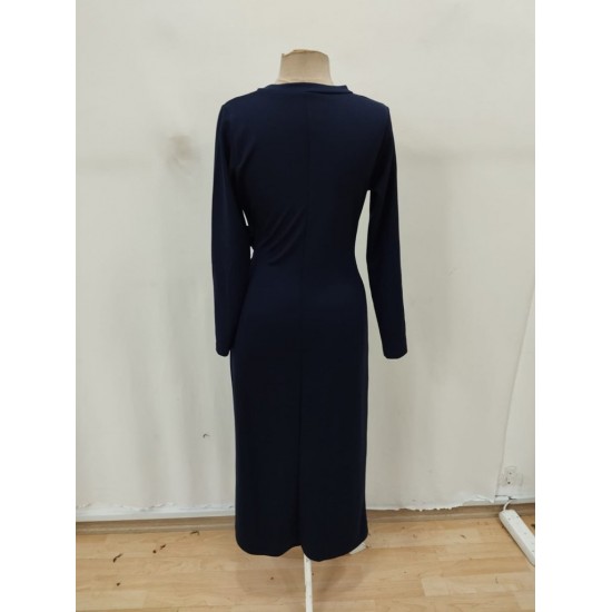 Kadın Uzun Kollu Bisiklet Yaka Yandan Bağlamalı Uzun Modal Elbise, 30922 Kadın Uzun Kollu Bisiklet Yaka Yandan Bağlamalı Uzun Modal Elbise, 30922