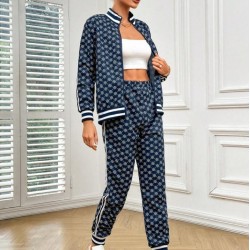 Kadın Uzun Kollu önden Fermuarlı Desenli Iki Iplik Bluz Ve Pantolon Ikili Takım , 30919 Kadın Uzun Kollu önden Fermuarlı Desenli Iki Iplik Bluz Ve Pantolon Ikili Takım , 30919