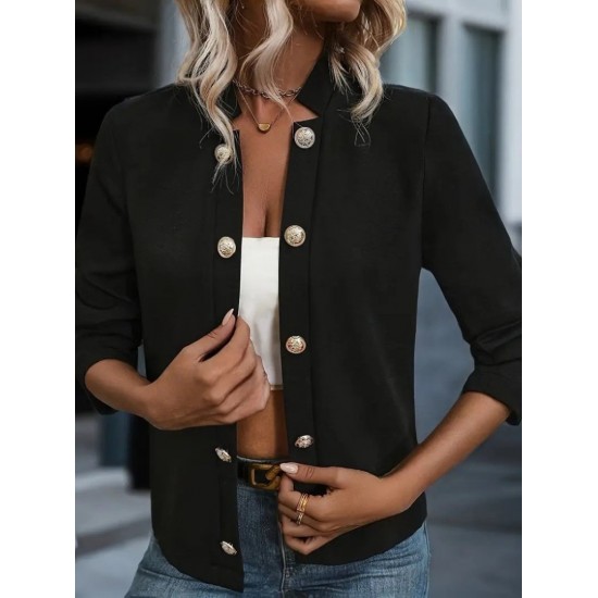 Kadın Uzun Kollu önü Açık Düğmeli Scuba Dalgıç Ceket , 30917