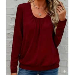 Kadın Uzun Kollu Yuvarlak Yakalı Viskon Bluz , 30915