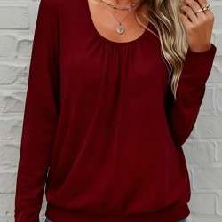 Kadın Uzun Kollu Yuvarlak Yakalı Viskon Bluz , 30915