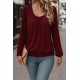 Kadın Uzun Kollu Yuvarlak Yakalı Viskon Bluz , 30915