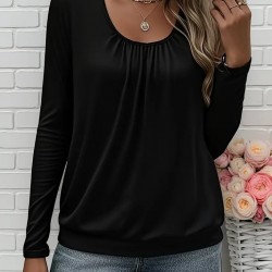 Kadın Uzun Kollu Yuvarlak Yakalı Viskon Bluz , 30914