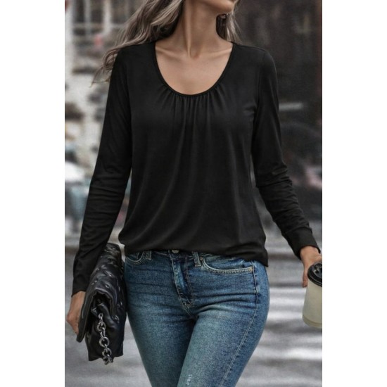 Kadın Uzun Kollu Yuvarlak Yakalı Viskon Bluz , 30914