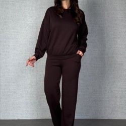 Kadın Uzun Kollu Bisiklet Yaka Viskon Iki Iplik Bluz Ve Pantolon Ikili Takım, 30913