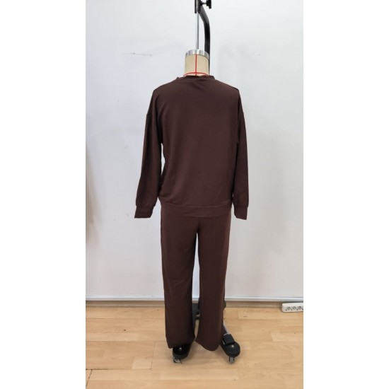 Kadın Uzun Kollu Bisiklet Yaka Viskon Iki Iplik Bluz Ve Pantolon Ikili Takım, 30913