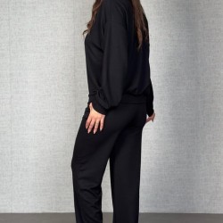 Kadın Uzun Kollu Bisiklet Yaka Viskon Iki Iplik Bluz Ve Pantolon Ikili Takım , 30912