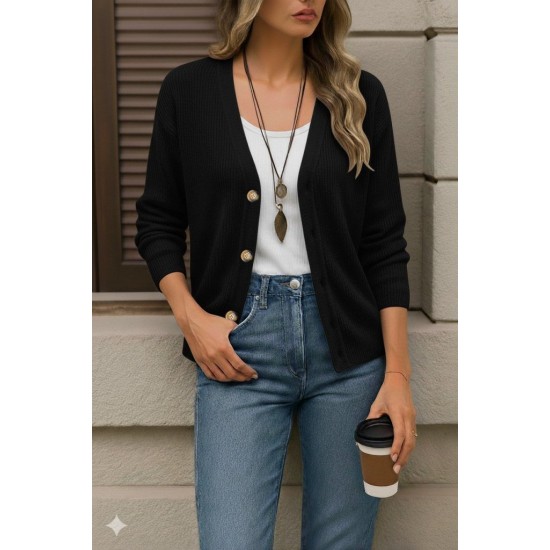 Düğme Detay Triko Bluz , 30908