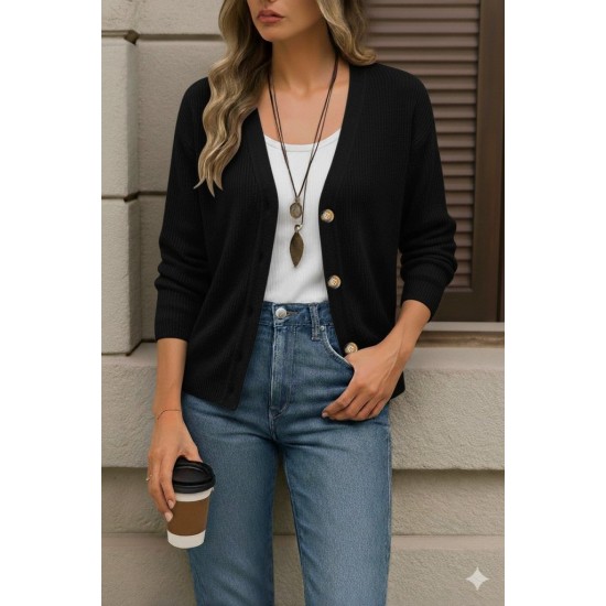 Düğme Detay Triko Bluz , 30908