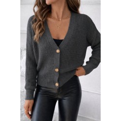 Kadın Uzun Kollu Düğme Detay Triko Bluz, 30905