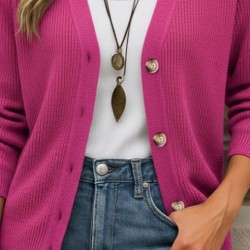 Kadın Uzun Kollu Düğme Detay Triko Bluz, 30904