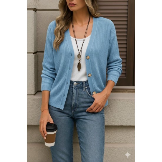 Düğme Detay Triko Bluz, 30903