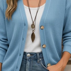 Düğme Detay Triko Bluz, 30903