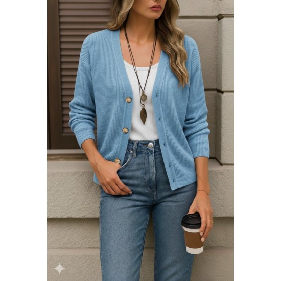 Düğme Detay Triko Bluz, 30903