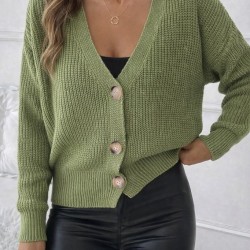 Kadın Uzun Kollu Düğme Detay Triko Bluz, 30901