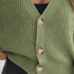 Kadın Uzun Kollu Düğme Detay Triko Bluz, 30901