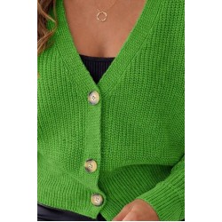 Women' S Long-sleeved Button Detail Knitted Cardigan, 30900