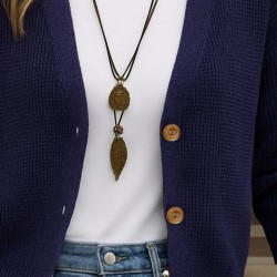 Kadın Uzun Kollu Düğme Detay Triko Bluz, 30899